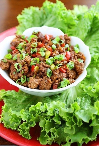 Asian Beef Lettuce Wraps in a bowl
