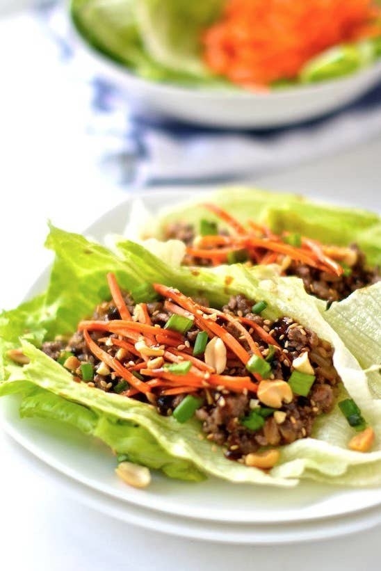 Healthy Asian Lettuce Wrap on a plate