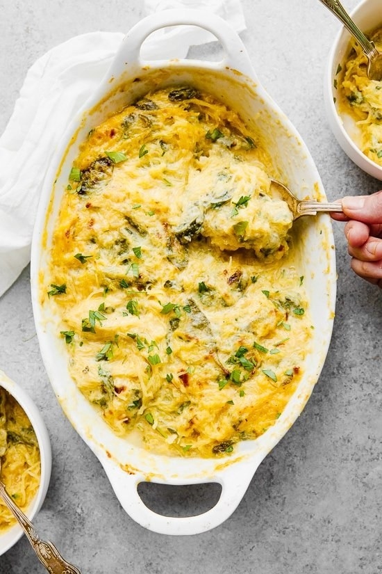 Cheesy Baked Spaghetti Squash and Spinach