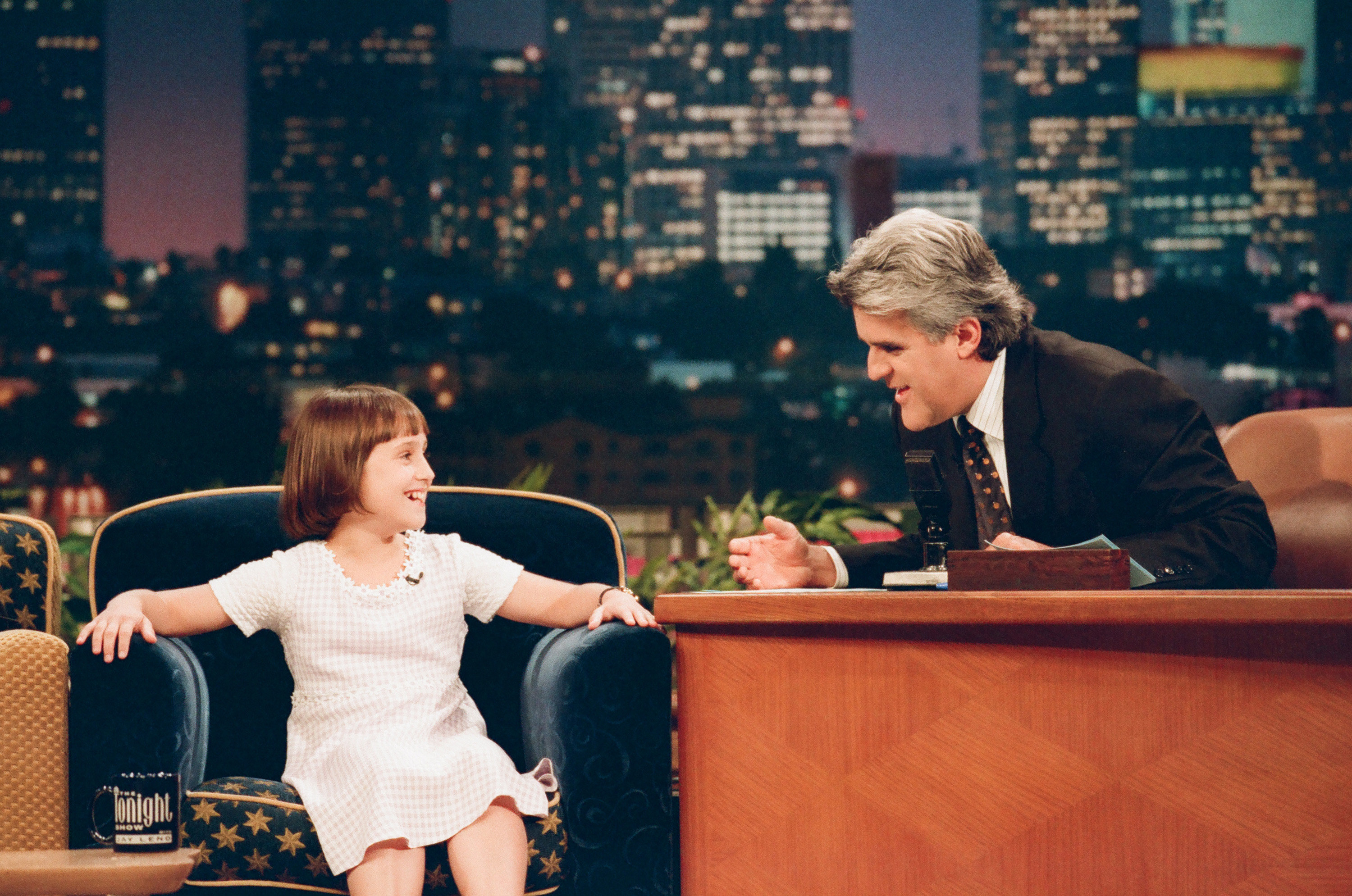 Mara Wilson during an interview with host Jay Leno