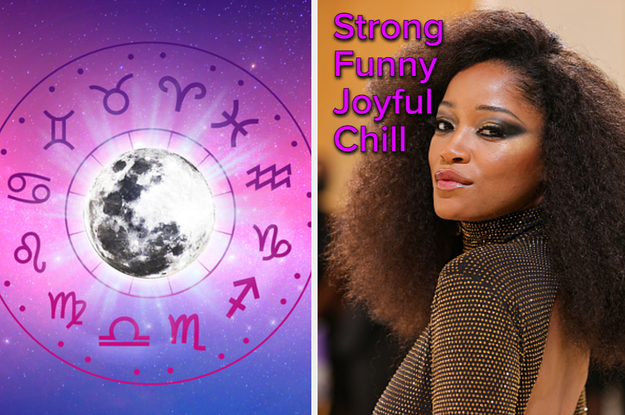 A zodiac wheel is on the left with Keke Palmer on the right labeled, "Strong, funny, joyful, chill"
