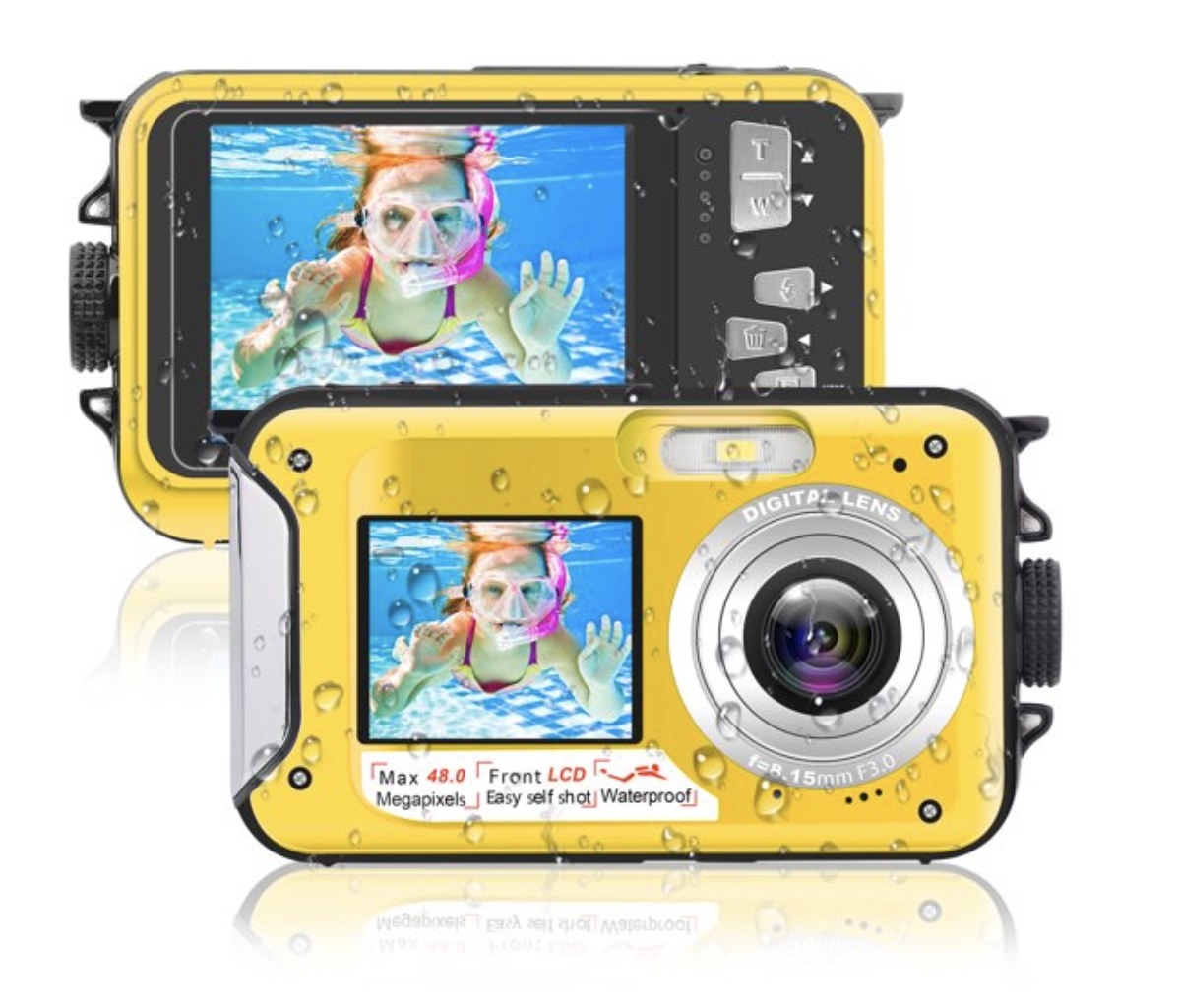 A yellow waterproof camera