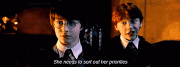 Ron Weasley tell Harry Potter that &quot;[Hermione] needs to sort out her priorities&quot; in &quot;Harry Potter and the Sorcerer&#x27;s Stone&quot;