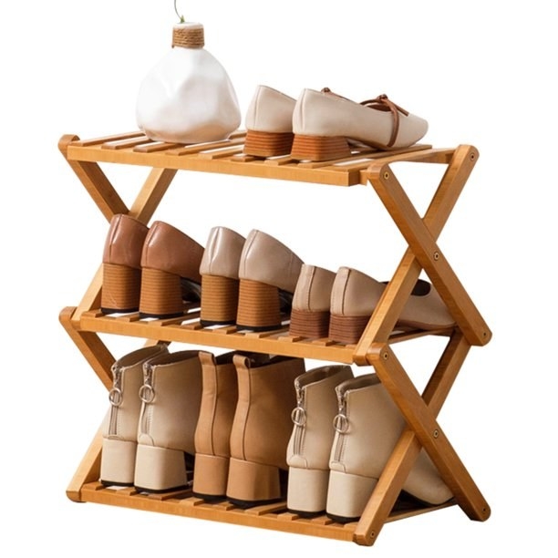 Shoe rack with shoes on it