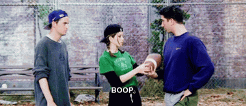 Rachel hitting Ross upside the head with a football in &quot;Friends&quot;