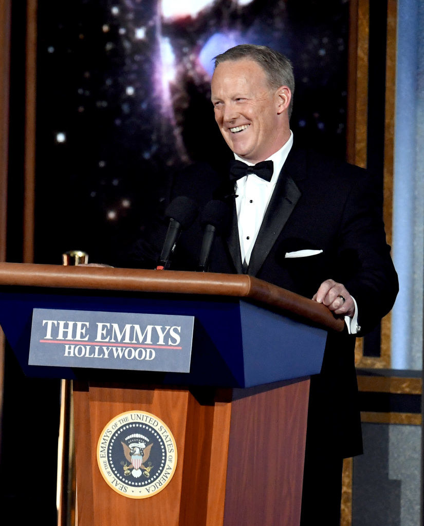 Sean Spicer smiling at the Emmys