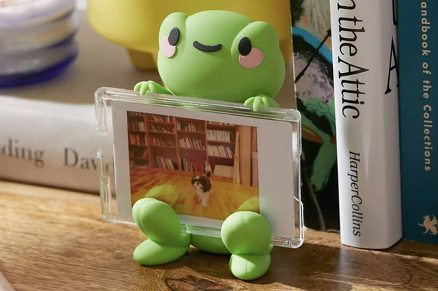A frog photo holder