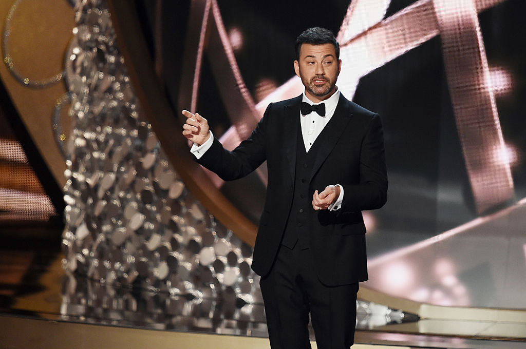 Kimmel onstage in a bow tie