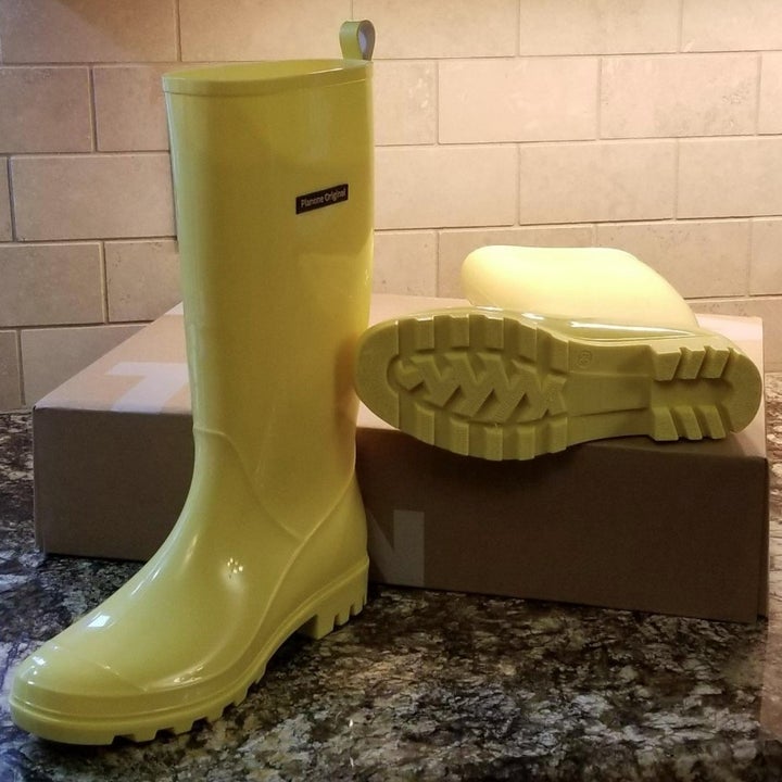 yellow rain boots