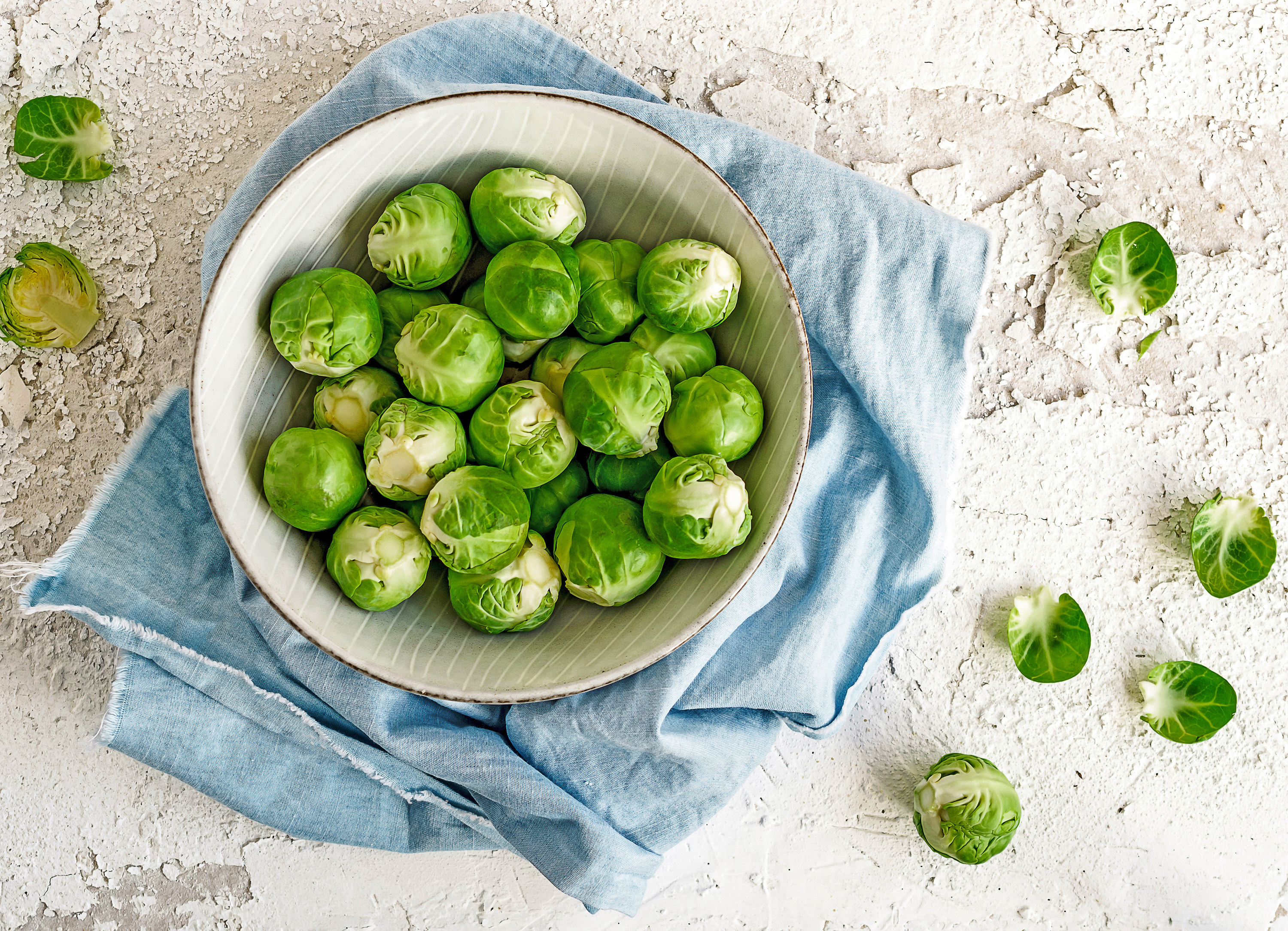 fresh raw brussel sprouts in a bowl