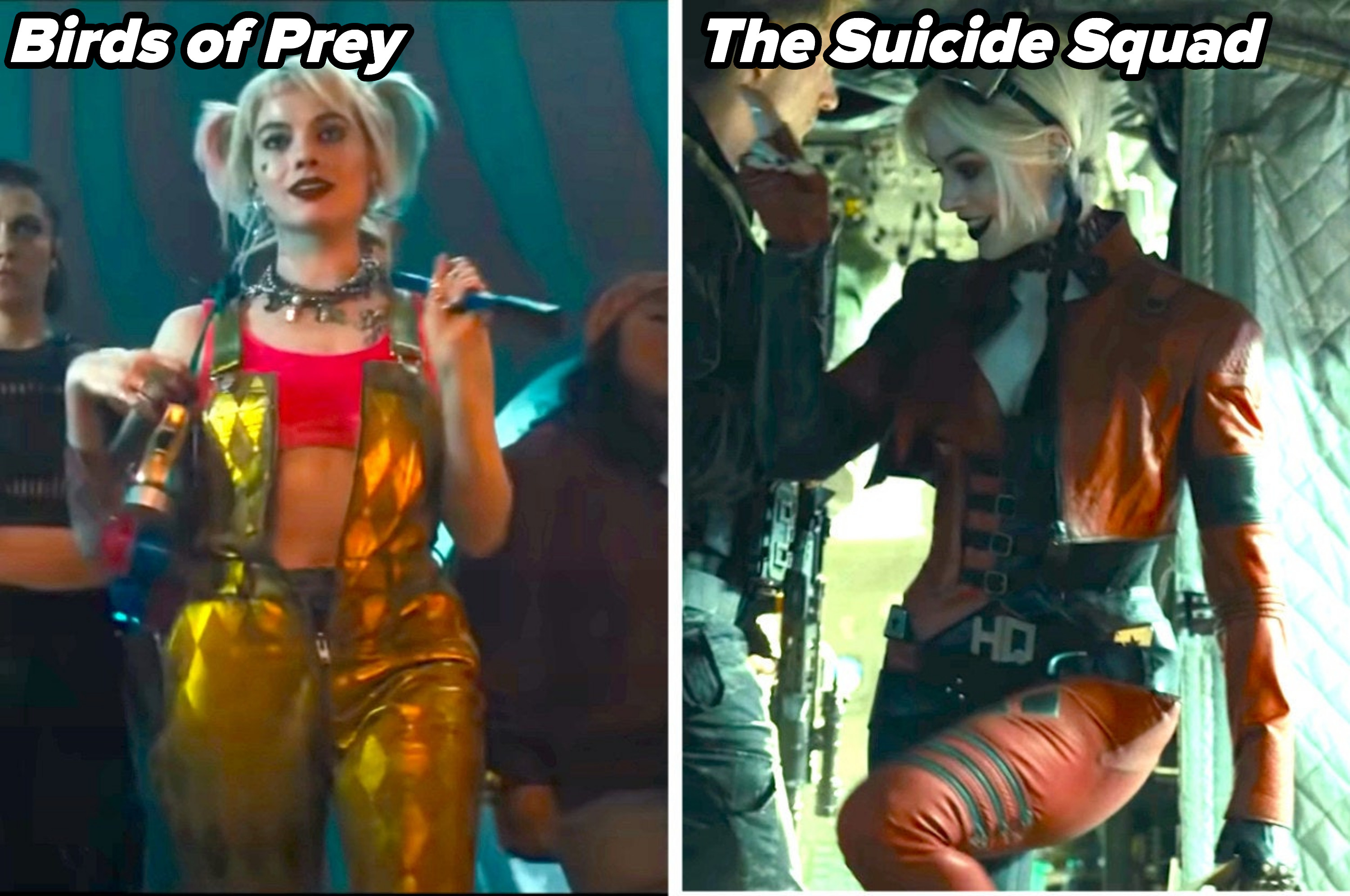 side by side of harley in both movies