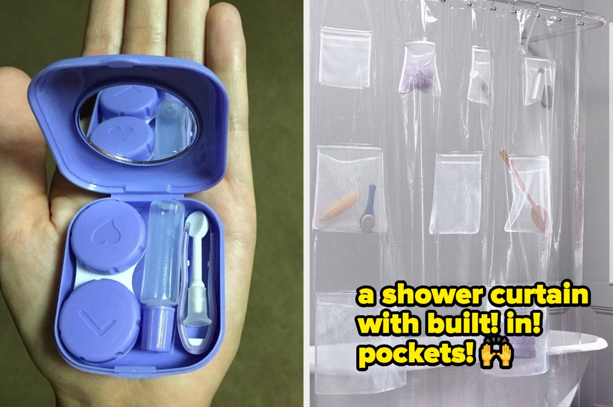 contact lens case and shower curtain 