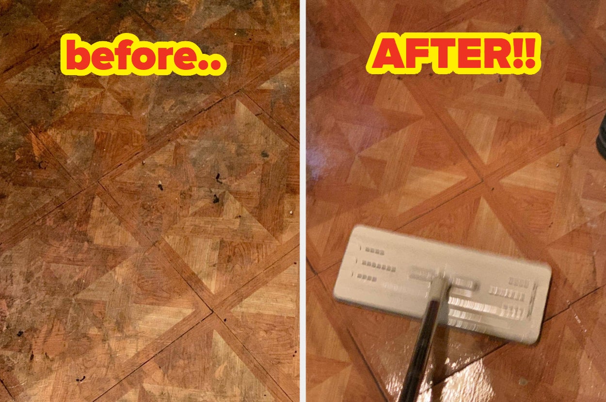 A split thumbnail of a wood floor