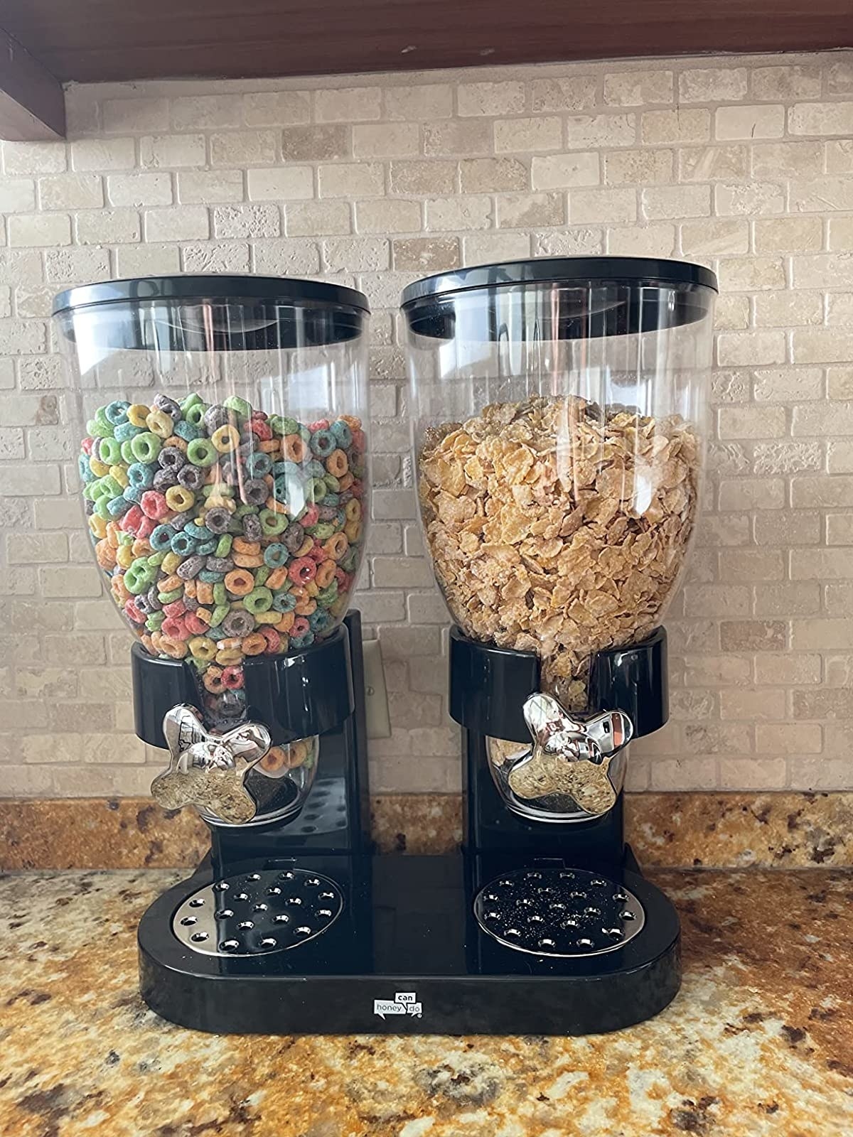 Reviewer pic of the cereal dispenser in black