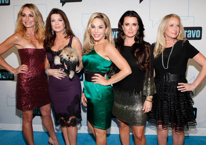 Taylor Armstrong, Lisa Vanderpump, Adrienne Maloof, Kyle Richards and Kim Richards of Real Housewives of Beverly Hills attend the Bravo Upfront 2012 at Center 548