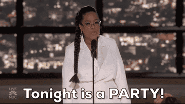 Oprah saying, &quot;Tonight is a party!&quot;