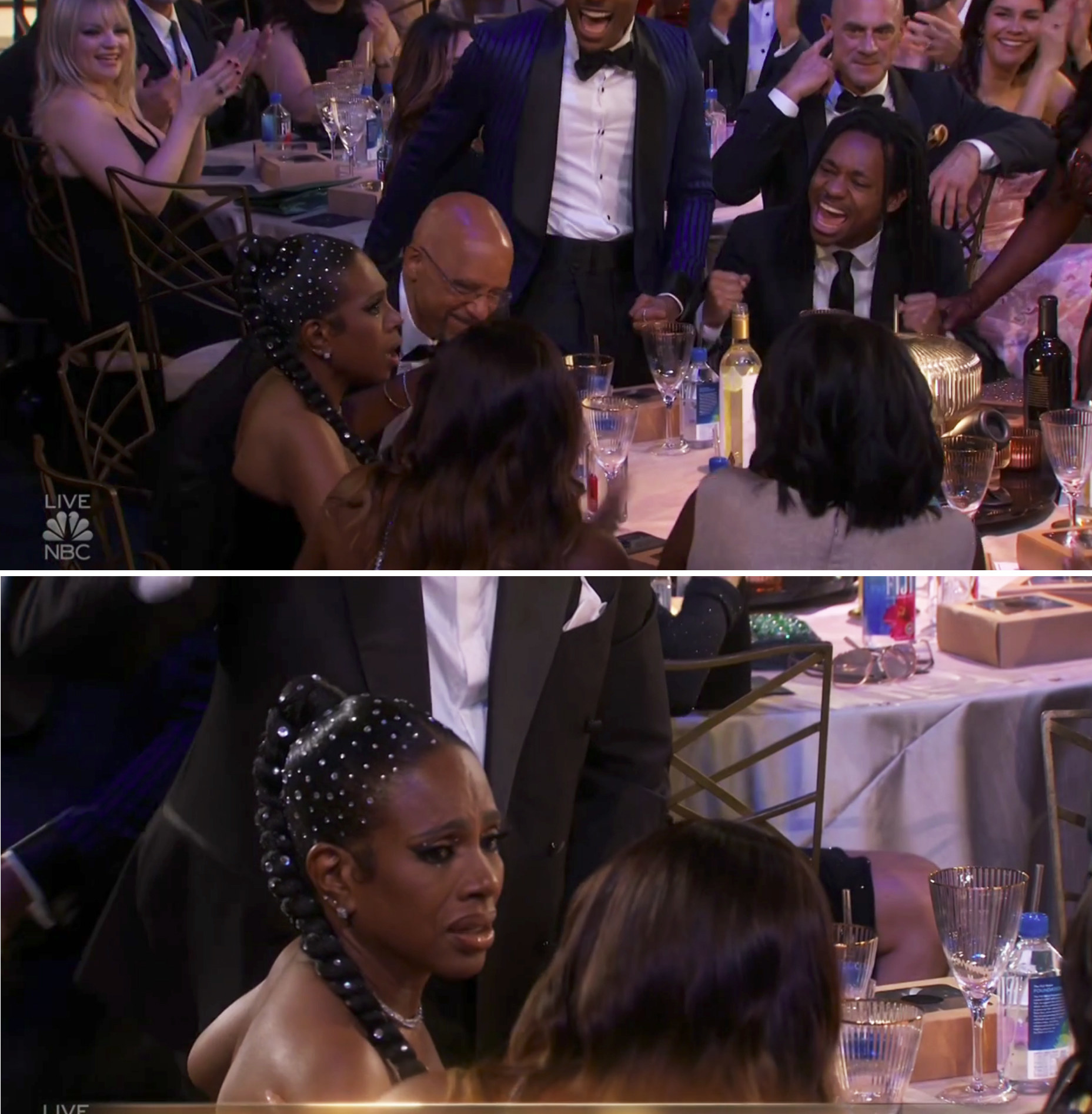 people at the cast&#x27;s table looking emotional