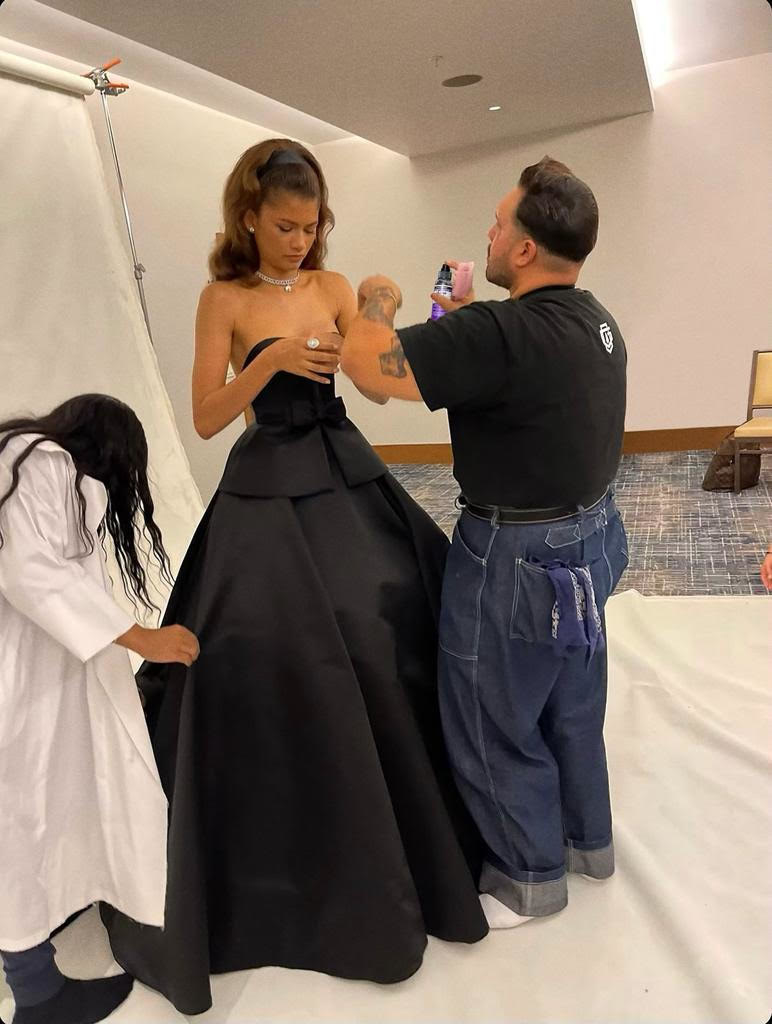 Zendaya getting ready for the Emmys