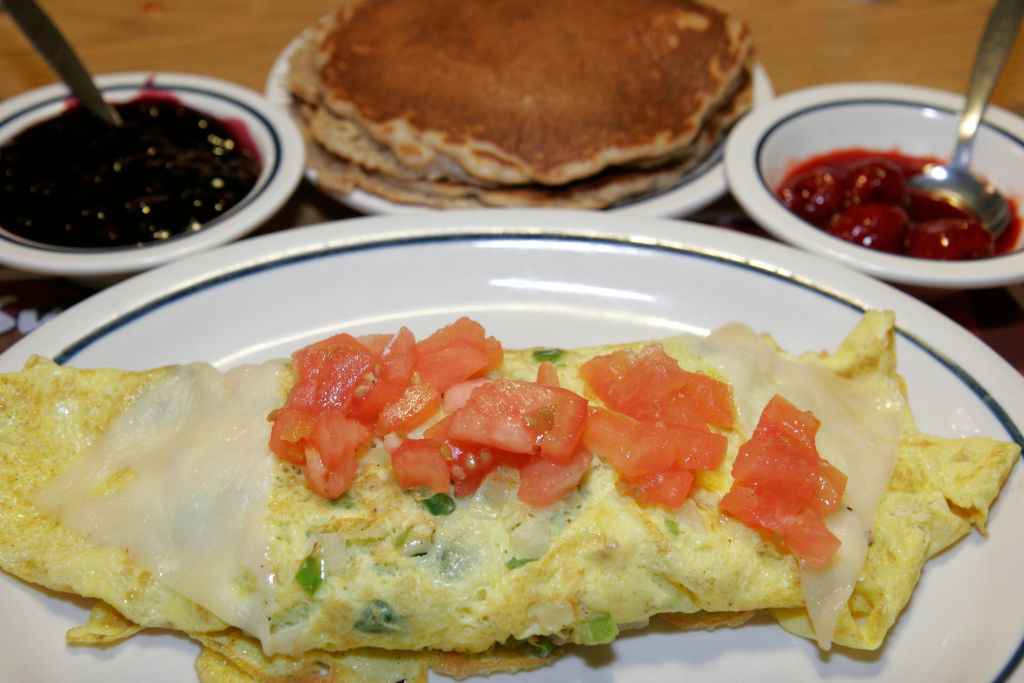 Pancakes and an omelet