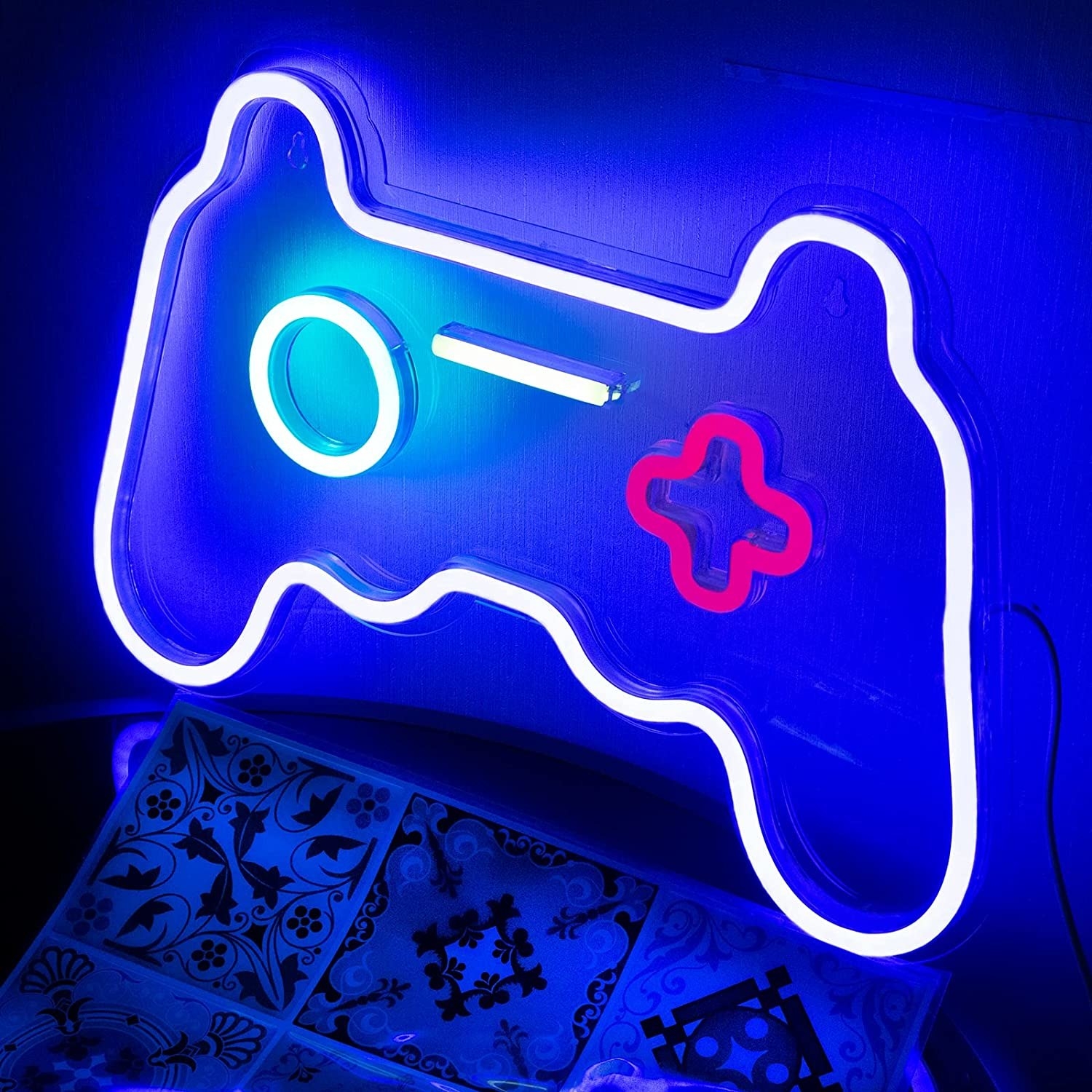 a neon game controller light