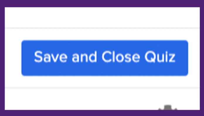 “保存并关闭quiz"按钮