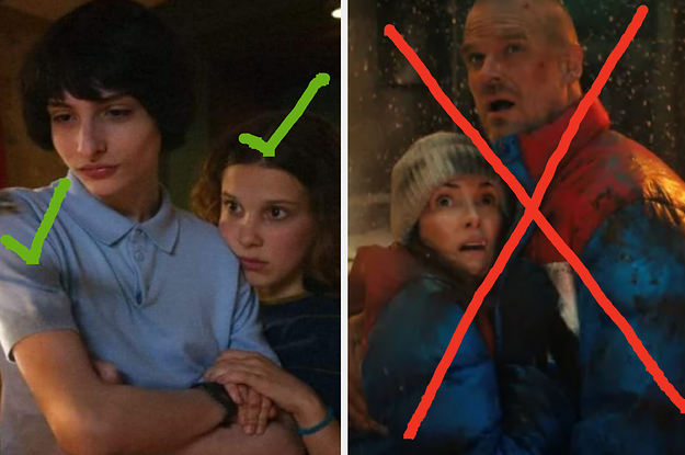 Eleven leans her head on Mike's shoulder and Hopper hugs Joyce