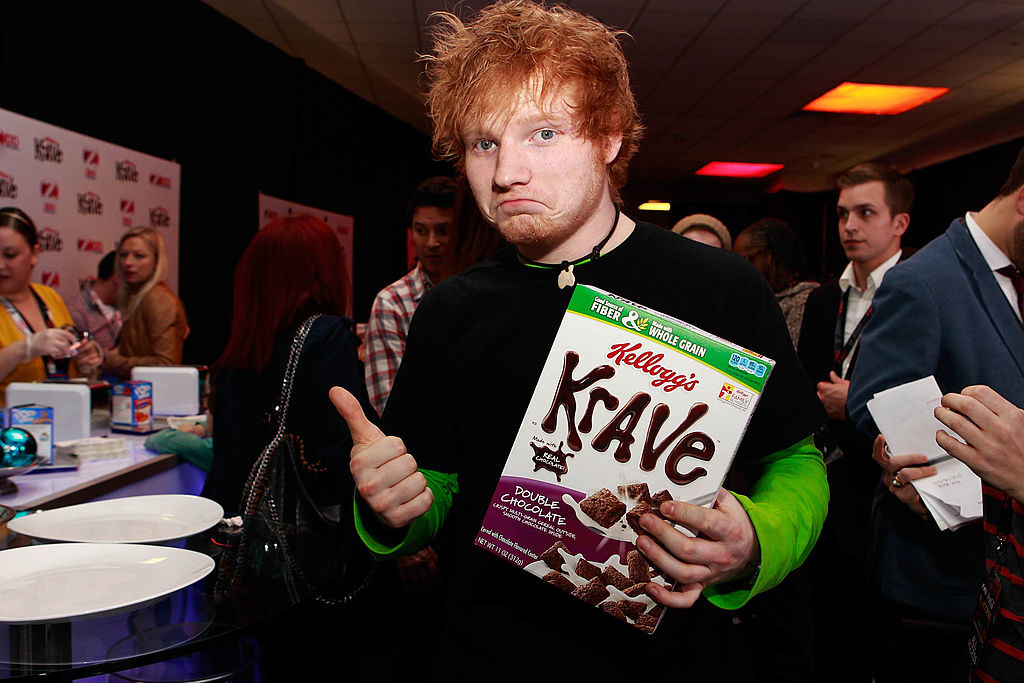Ed Sheeran with cereal