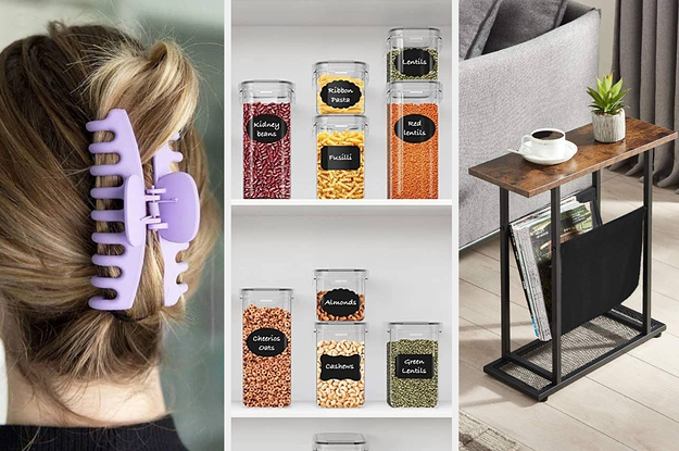 claw clip, food storage containers, side table