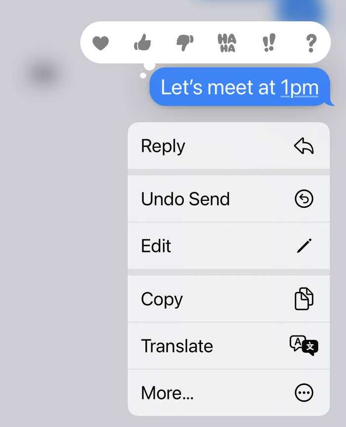 A dropdown menu on a phone shows options of reply, undo send, edit, copy, translate, and more