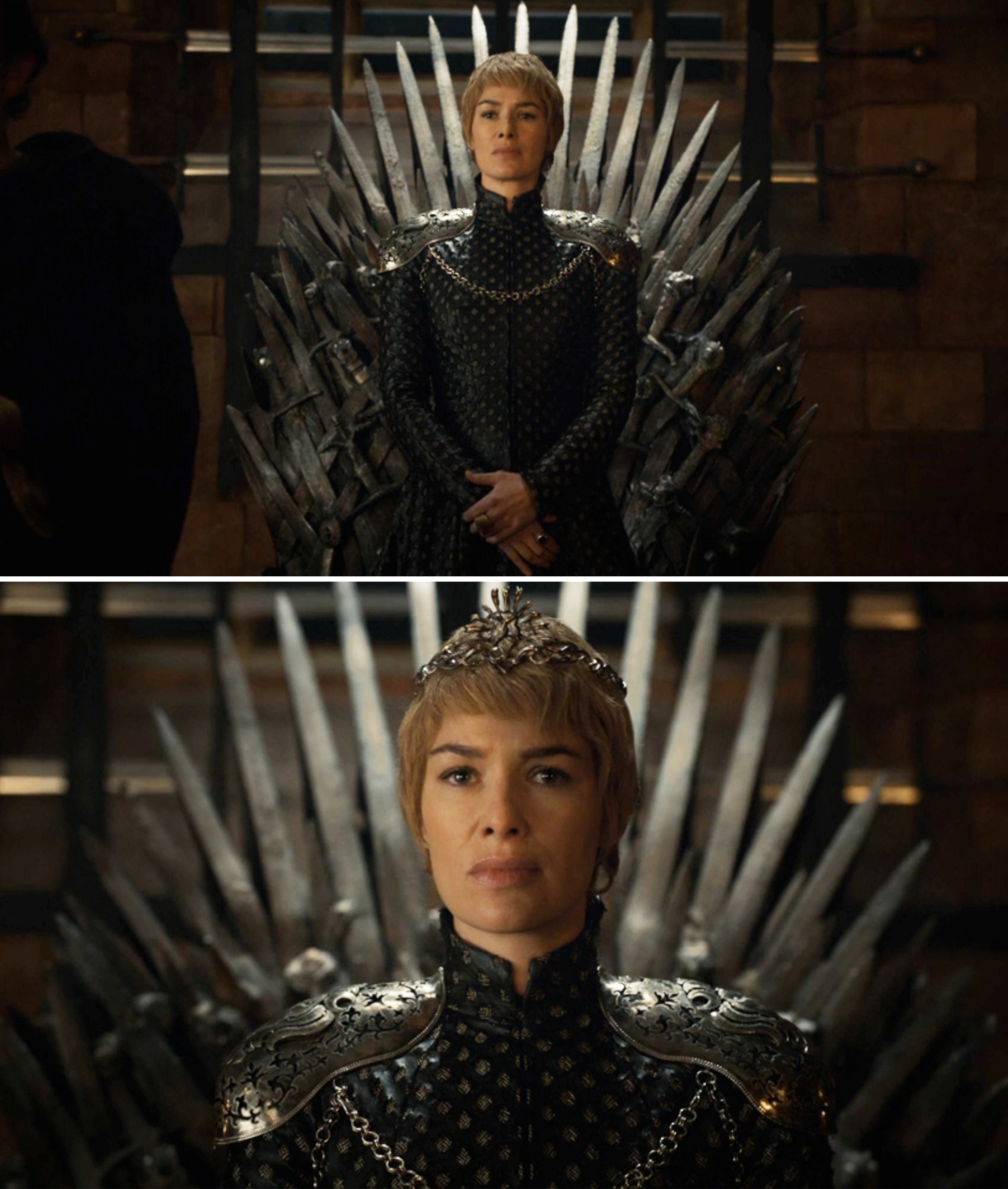 Cersei in front of the throne