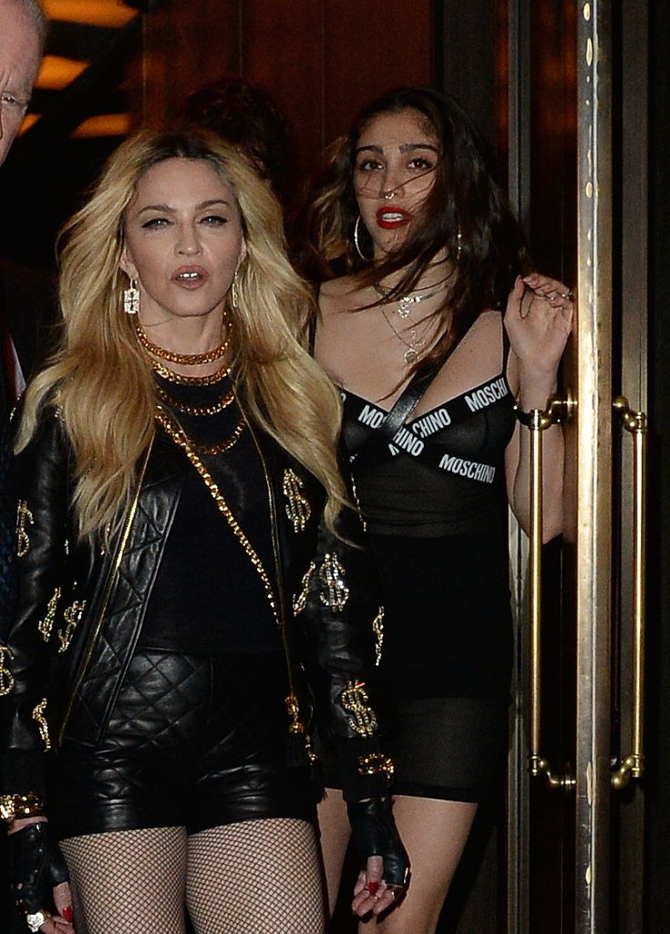madonnna and lourdes leaving a building