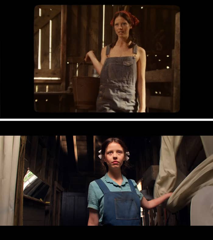One 4:3 image of Maxine in the barn, the other of Pearl in the barn.