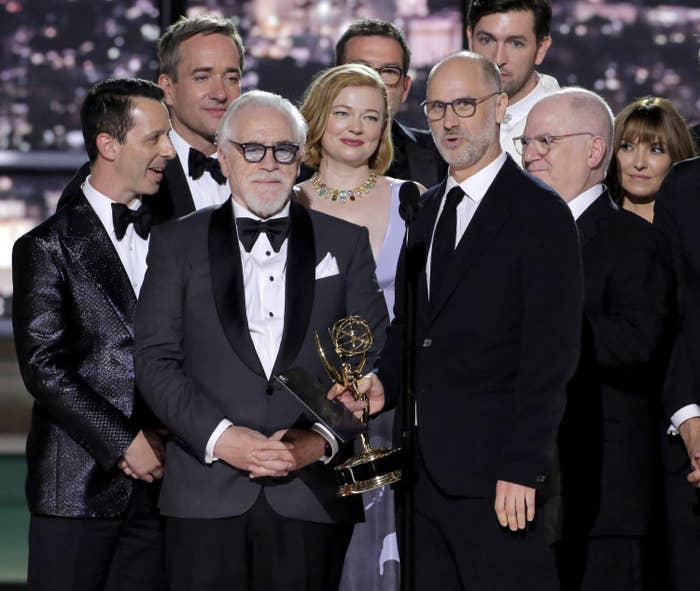 cast of Succession onstage