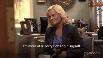 Amy Poehler saying, &quot;I&#x27;m more of a harry potter girl, myself&quot;