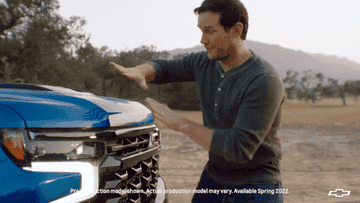 Chris Pratt getting excited over a truck