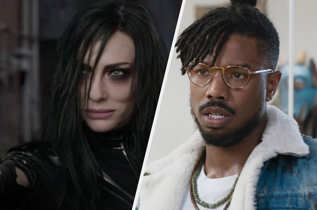A close up of Hela and Killmonger