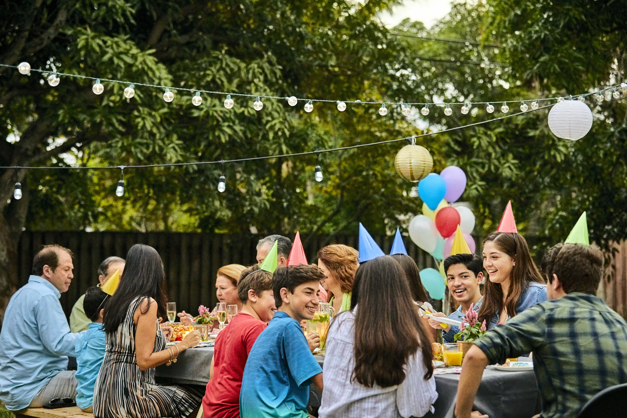 People at an outdoor birthday party