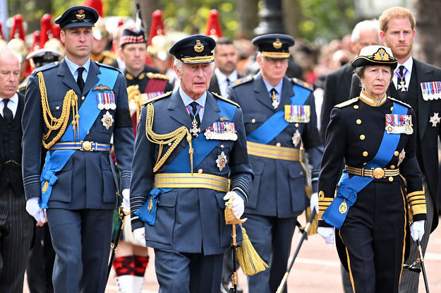 Members of the Royal Family gathered for the Queen’s coffin procession in London