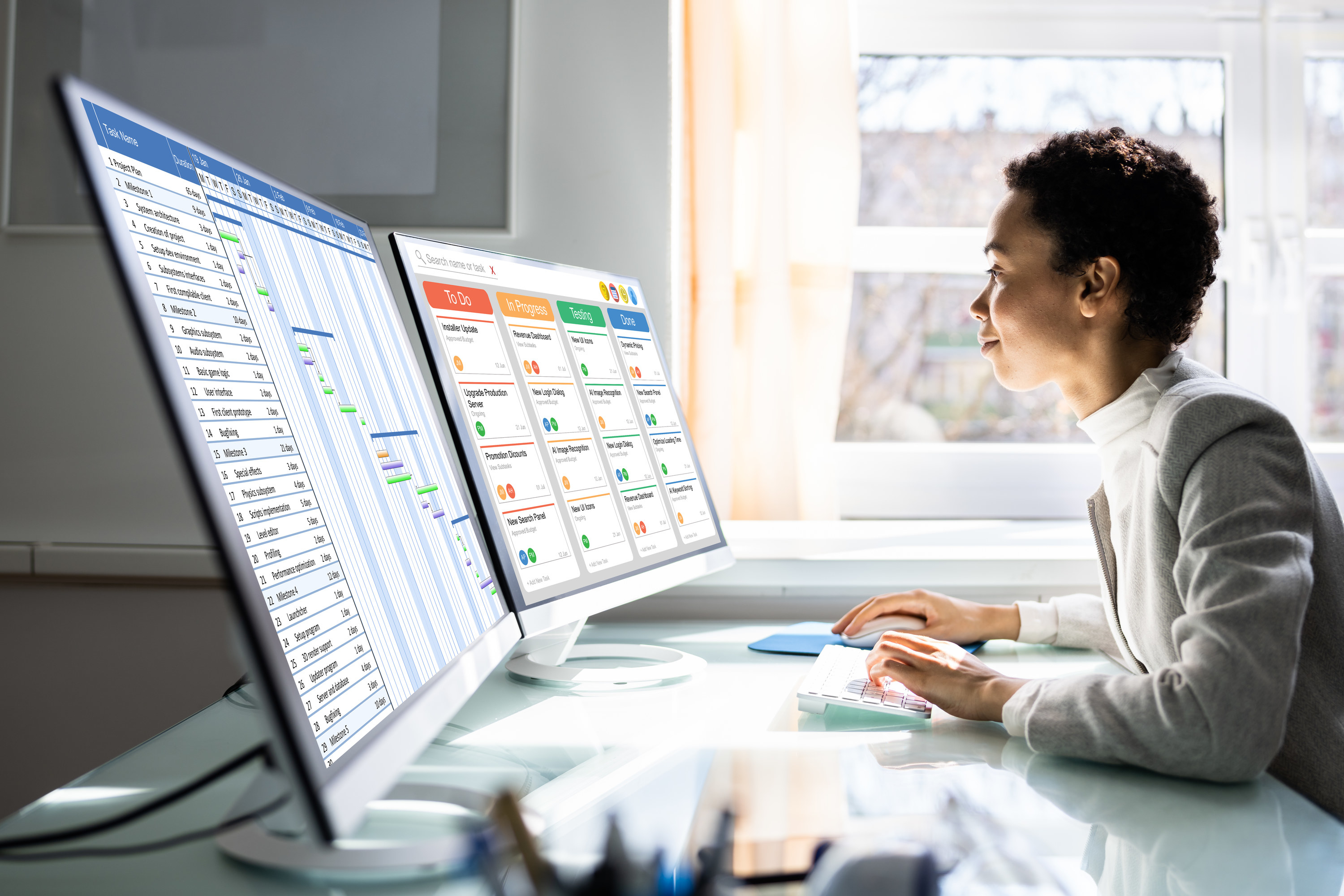 Woman working on her home computer