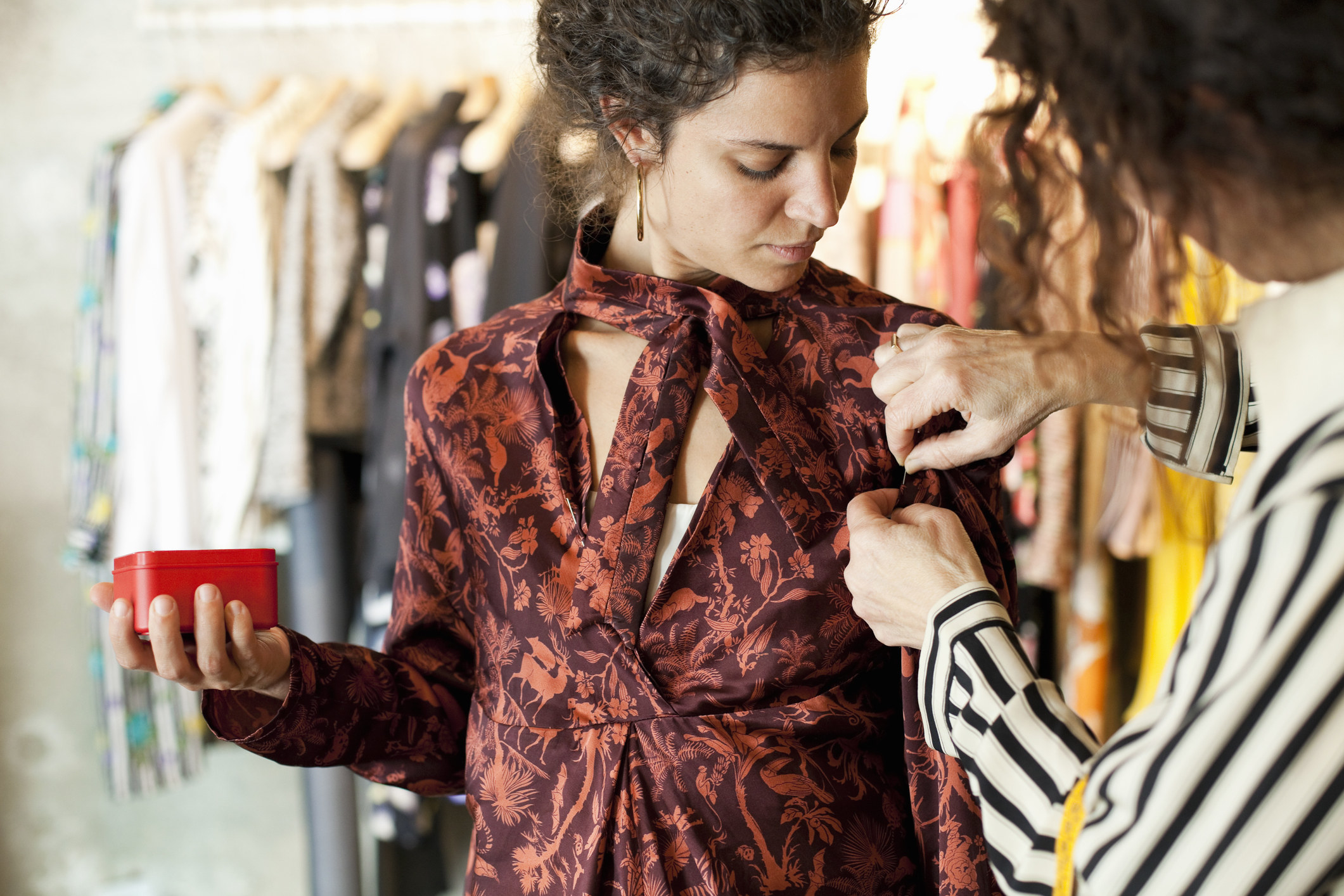 Person being fitted for an outfit