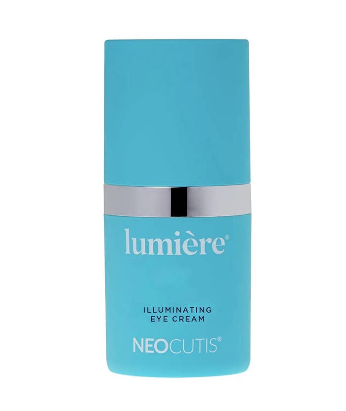 A blue bottle of Lumière eye ceam.