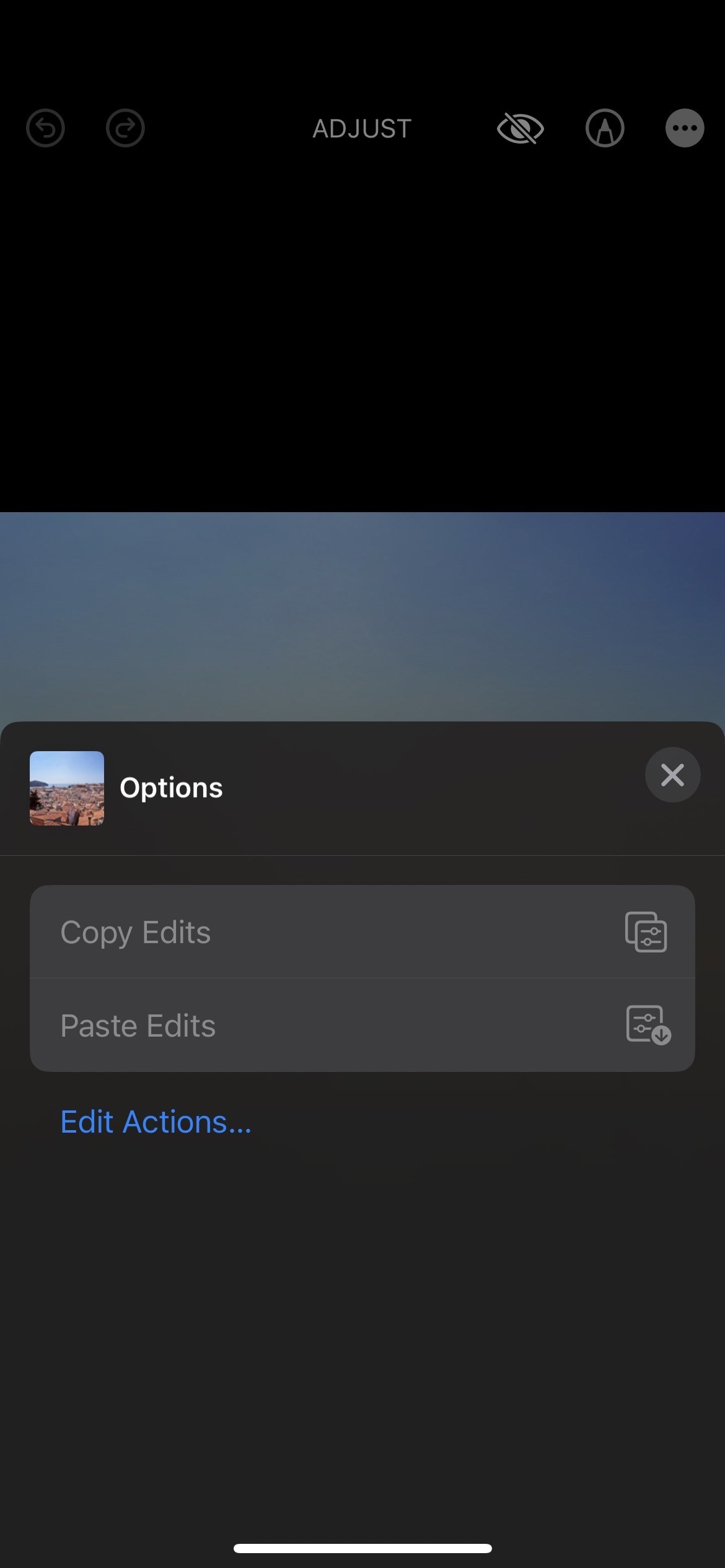 copy and paste edits option
