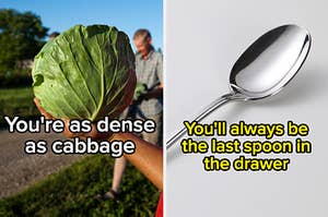 A hand holds a head of cabbage and a single spoon