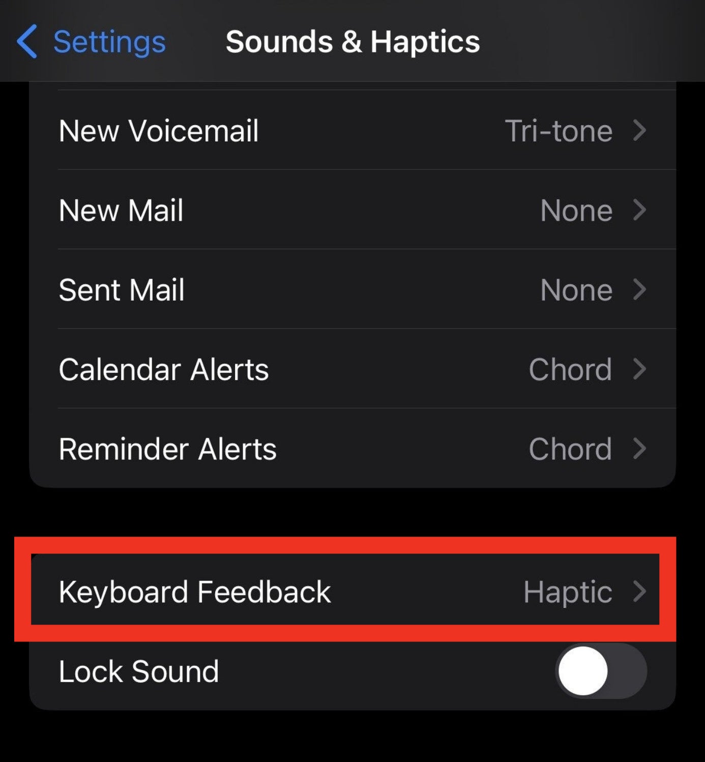 keyboard feedback option