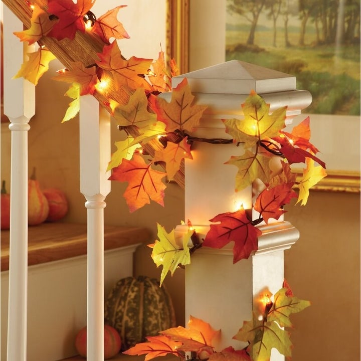 the garland on a banister