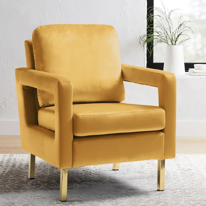 the chair in mustard velvet
