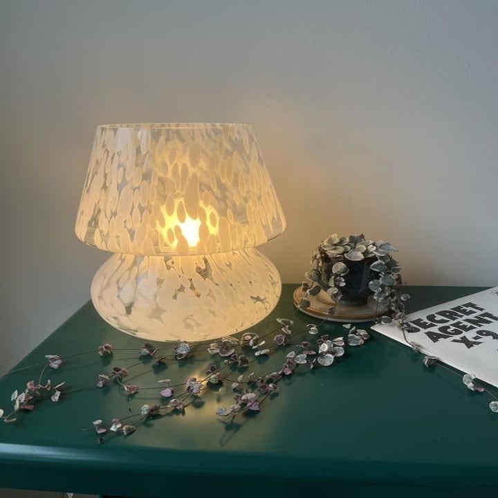 The white lamp on a table