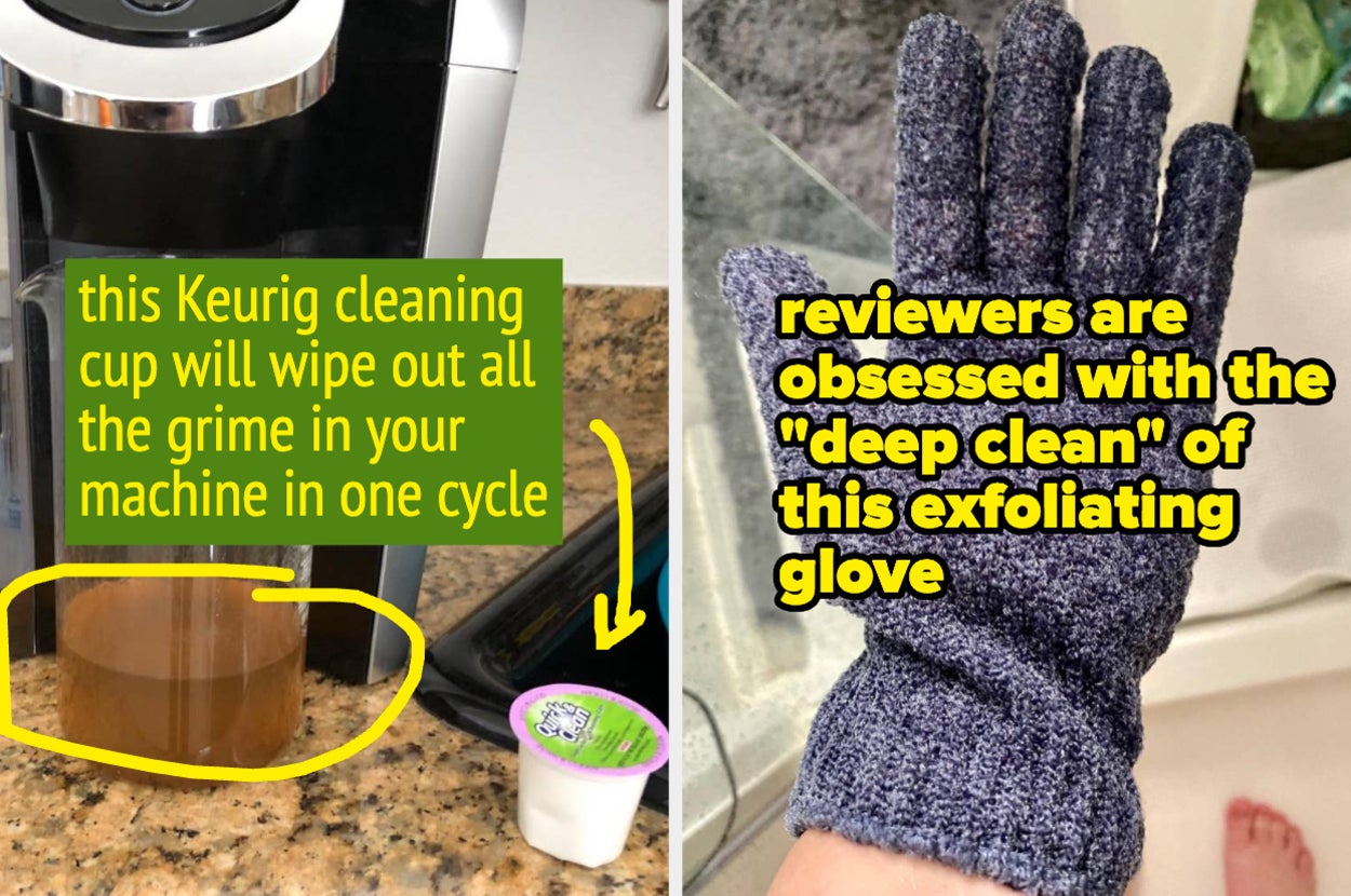 keurig cleaning cup and exfoliating glove 