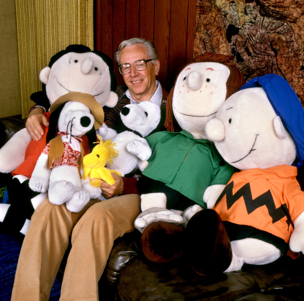 Schulz with comic plushies