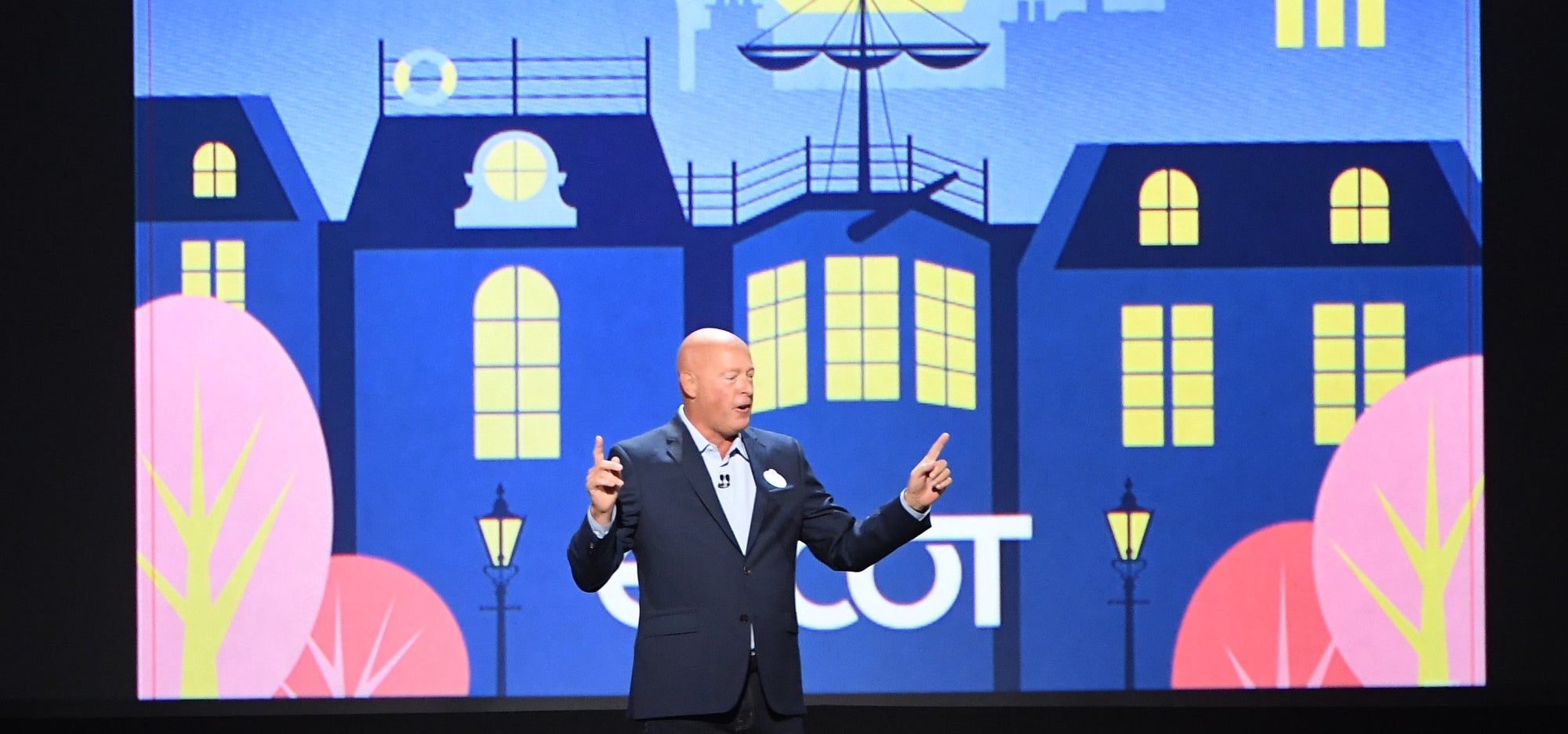 Bob Chapek discusses a &quot;Mary Poppins&quot; enhancement to the England Pavilion at EPCOT at D23 in 2019